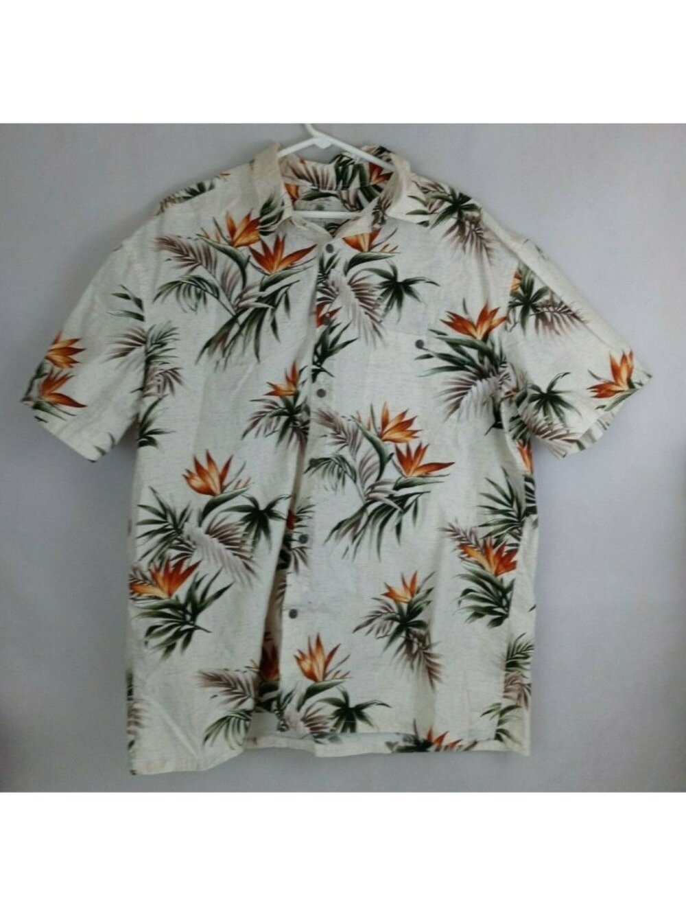 Island Shores Men's Hawaiian Casual Shirt With Floral Palm Leaves Design XL